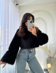Lolita Crop Kürk Siyah
