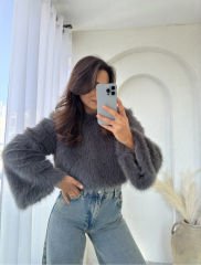 Lolita Crop Kürk Füme