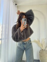 Lolita Crop Kürk Füme