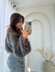 Lolita Crop Kürk Füme