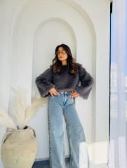 Lolita Crop Kürk Füme