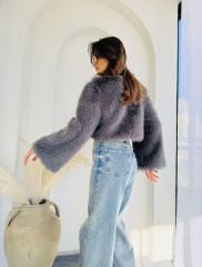Lolita Crop Kürk Füme
