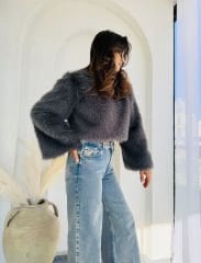Lolita Crop Kürk Füme