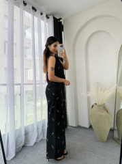 Taşlı Pamuk Takım Siyah