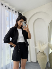 Zara Tasarım Şort Takım Siyah