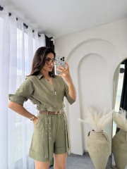 Zara Tasarım Şort Takım Haki
