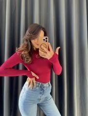 Oysho Parmak Geçirmeli Body Bordo