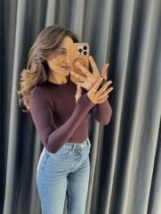 Oysho Parmak Geçirmeli Body Kahve