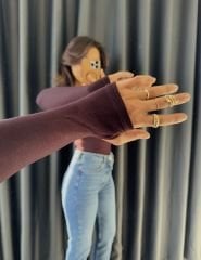 Oysho Parmak Geçirmeli Body Kahve