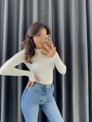 Oysho Parmak Geçirmeli Body Beyaz