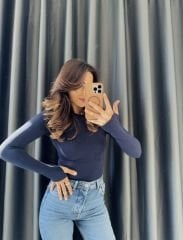 Oysho Parmak Geçirmeli Body Lacivert