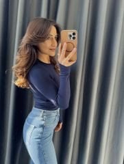 Oysho Parmak Geçirmeli Body Lacivert