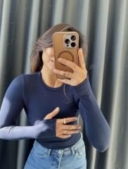 Oysho Parmak Geçirmeli Body Lacivert