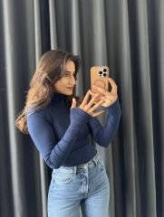 Massi Boğazlı Body Lacivert