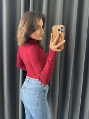 Massi Boğazlı Body Bordo