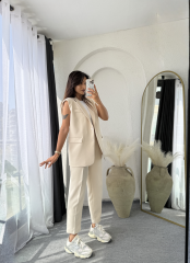 Zara Vatkalı Yelek Takım Bej