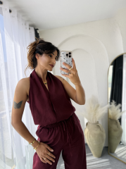 Laura Ham Keten Takım Bordo