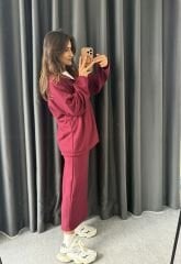Premium Dokuma Etek Takım Bordo