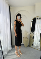Vatkalı Drape Elbise Siyah
