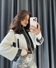 Deri Teddy Crop Mont