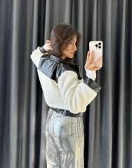 Deri Teddy Crop Mont