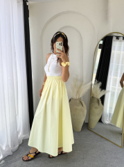 Poplin Kloş Etek Sarı