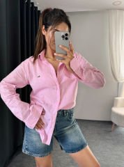 LAGOSTE KETEN GÖMLEK TOZPEMBE