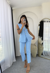 Zara Kloş Vatkalı Yelek Takım Bebemavi
