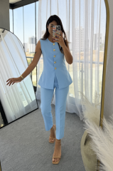 Zara Kloş Vatkalı Yelek Takım Bebemavi