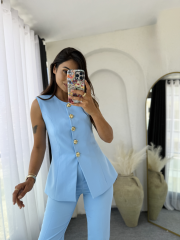 Zara Kloş Vatkalı Yelek Takım Bebemavi