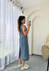 YIRTMAÇLI KOT ELBİSE