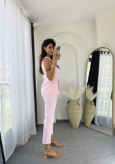 Zara Kloş Vatkalı Yelek Takım Tozpembe