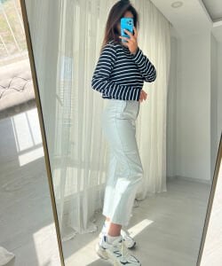 MNG ÇİZGİLİ SWEAT LACİVERT