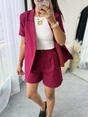 Keten Blazer Şort Takım