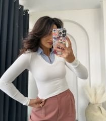 Gömlek Yaka Fitilli Body
