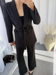 Kuşaklı Blazer Takım