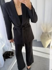 Kuşaklı Blazer Takım