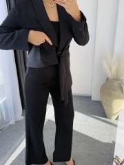 Kuşaklı Blazer Takım