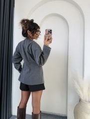 Belden Oturtmalı Kaşe Blazer Antrasit