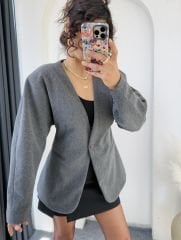 Belden Oturtmalı Kaşe Blazer Antrasit