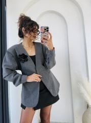 Belden Oturtmalı Kaşe Blazer Antrasit