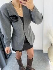 Belden Oturtmalı Kaşe Blazer Antrasit