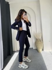 Düğmeli Takım Elbise Lacivert