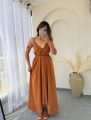 BAĞLAMALI ASİMETRİK ELBİSE TABA