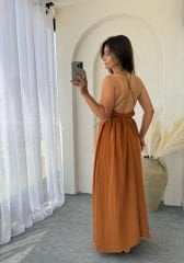 BAĞLAMALI ASİMETRİK ELBİSE TABA