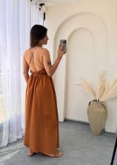 BAĞLAMALI ASİMETRİK ELBİSE TABA