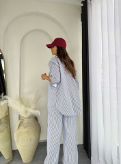 Pinterest Çizgili Takım Lacivert