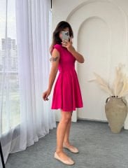 KEMERLİ KLOŞ ELBİSE PEMBE