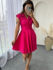 KEMERLİ KLOŞ ELBİSE PEMBE