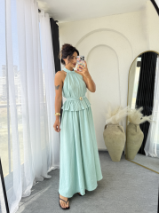 Halter Yaka Etek Takım Suyeşil